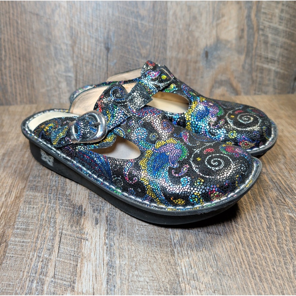 Alegria Classic Mule Women Size EU 38 US 8 Black Blue Surreally Pretty Shoe Clog